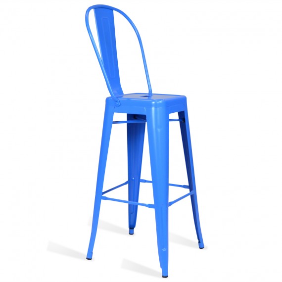 Banqueta industrial de metal estilo bistrô com encosto 