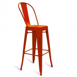 Banco de metal industrial escova HB Bistro com encosto 