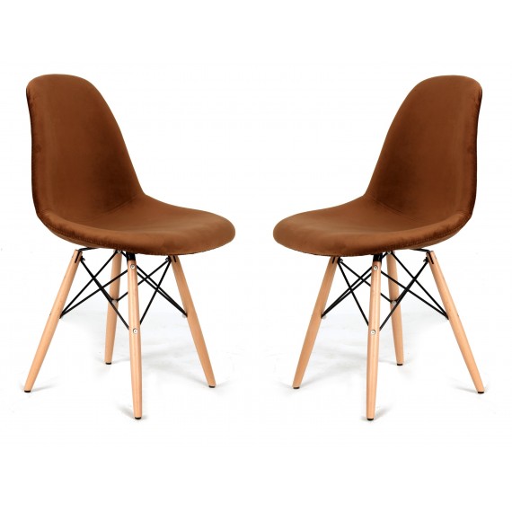 Pacote de 2 cadeiras de veludo marrom